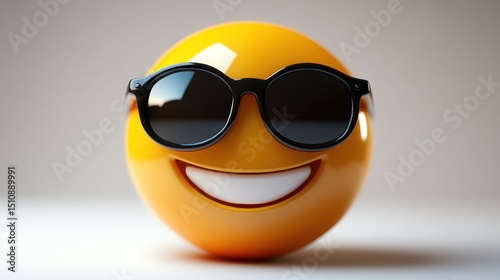 Happy emoji with sunglasses in studio setting photo