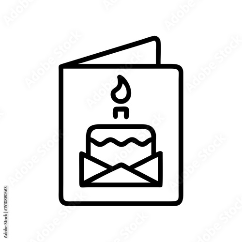 Birthday invitation card icon, simple design for celebrations