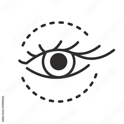 zone around the eyes, skin eye area, skin care icon, cosmetic procedure, linear vector illustration