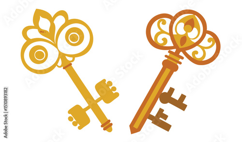 Two ornate golden keys illustration