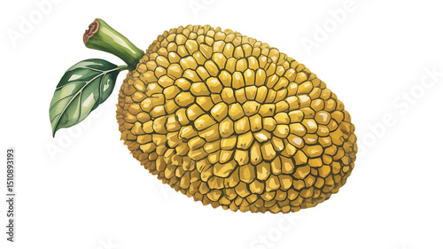 Vibrant Jackfruit Illustration Detailed Botanical Art of Tropical Fruit