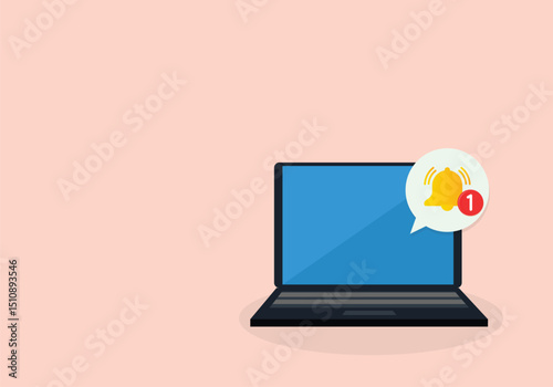 Laptop with a bell notification. business concept.
