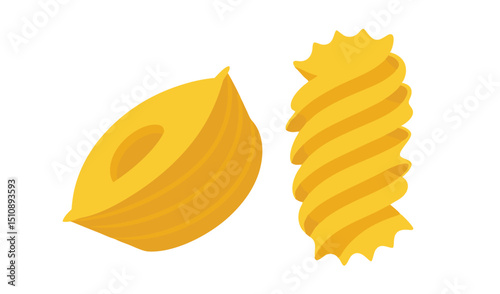 Two types of pasta farfalle and conchiglie