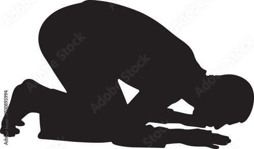 Man in prayer silhouette design, Praying figure black and white pose