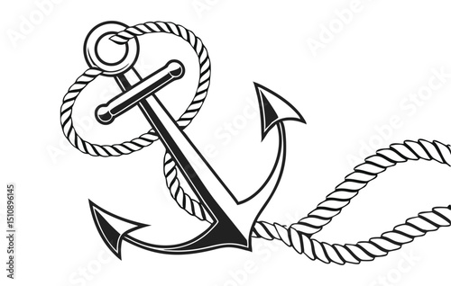 Nautical anchor and rope vector illustration for maritime themes