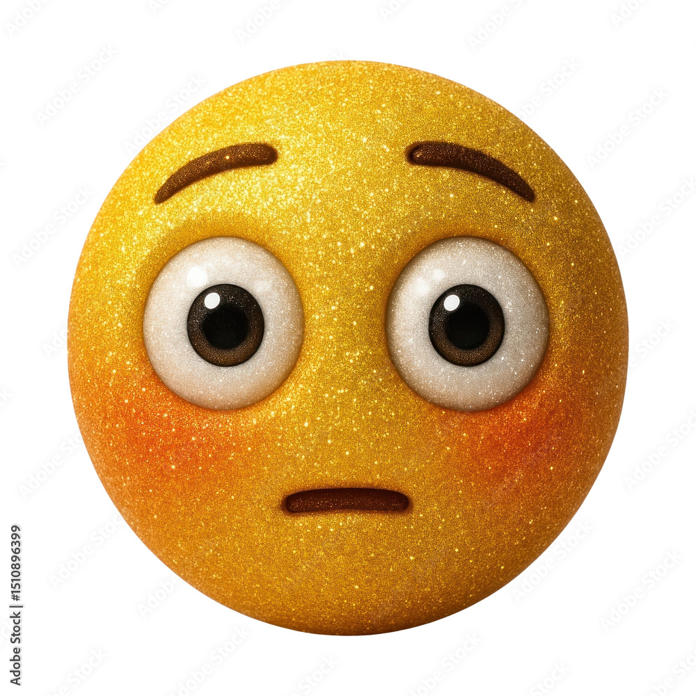 Fototapeta premium PNG Surprised glittery emoji face