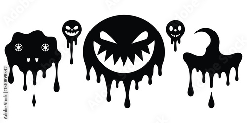 Wickedly Wet set Dark Icon of the Slime Beast Obsidian Ooze Nightmare Vector