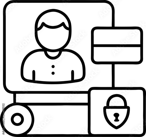 user authentication vector outline icon on white or transparent background