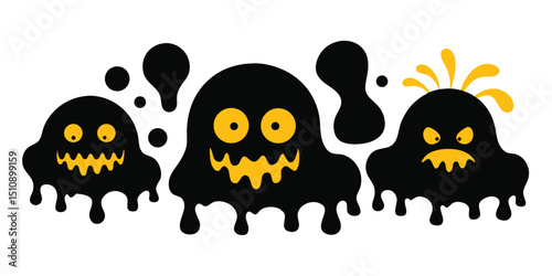 Wickedly Wet set Dark Icon of the Slime Beast Obsidian Ooze Nightmare Vector