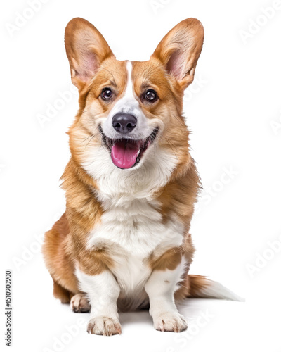 Portrait of a cute brown pedigree puppy on a white background