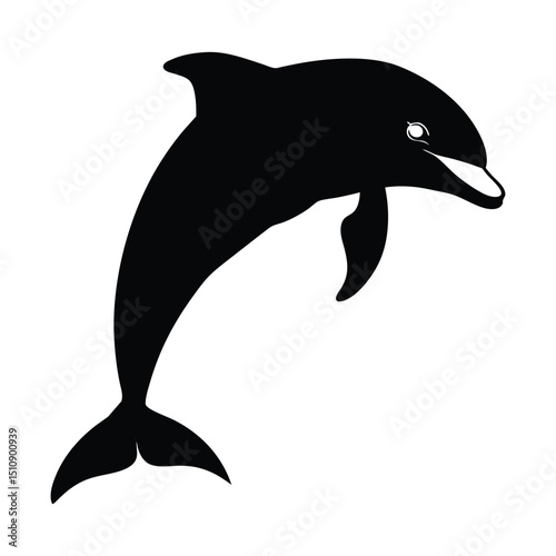 Dolphin silhouette isolated on white background