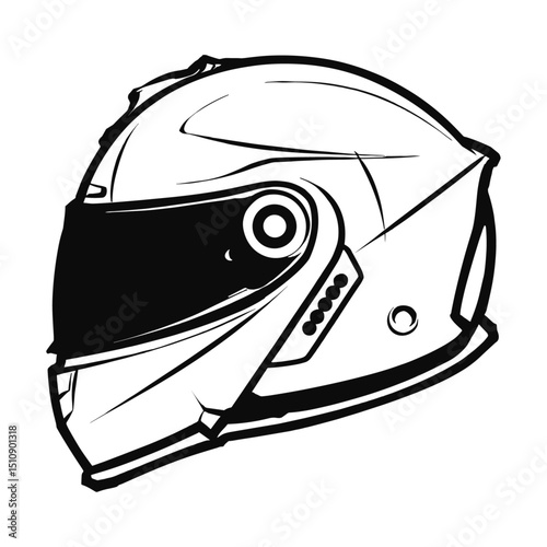 Black helmet for cycling and motorbike safety on white background, vector illustration