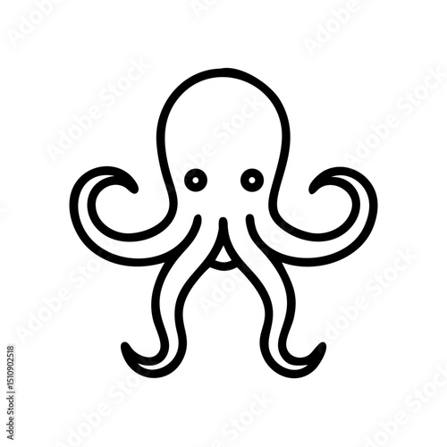 Simple line drawing of an octopus in minimalist style  