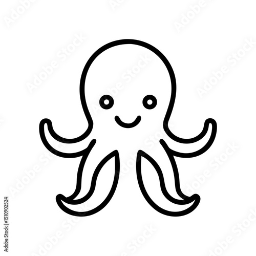 Cute cartoon octopus with smiling face and eight arms  
