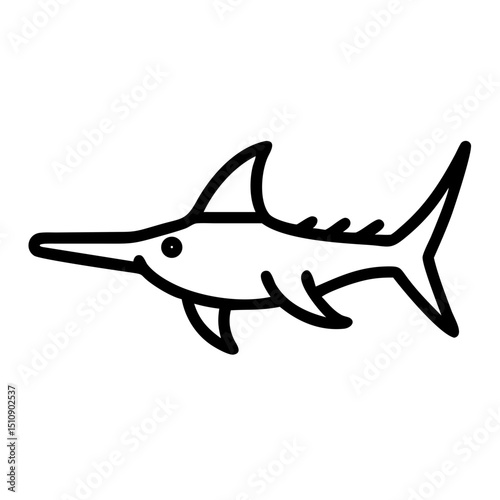 Simple illustration of a marlin fish outline in minimalist style  