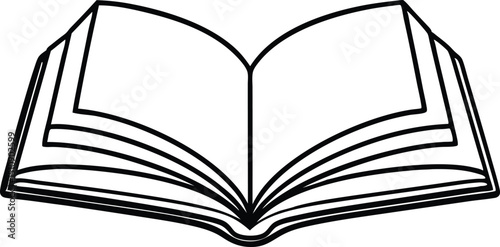 Old open book with blank pages on a black background for education and learning