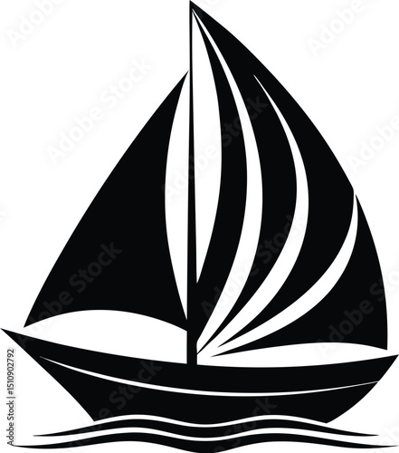  sailboat silhouette, full sail, nautical view