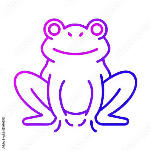 Vector drawing of colorful sitting frog, simple and cute amphibian illustration in flat style