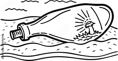 Black and white vector illustration drawing of a fish, a nature animal art sketch design