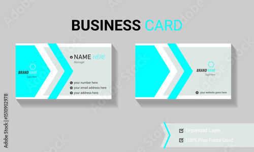 Professional Double-sided simple clean horizontal business card template