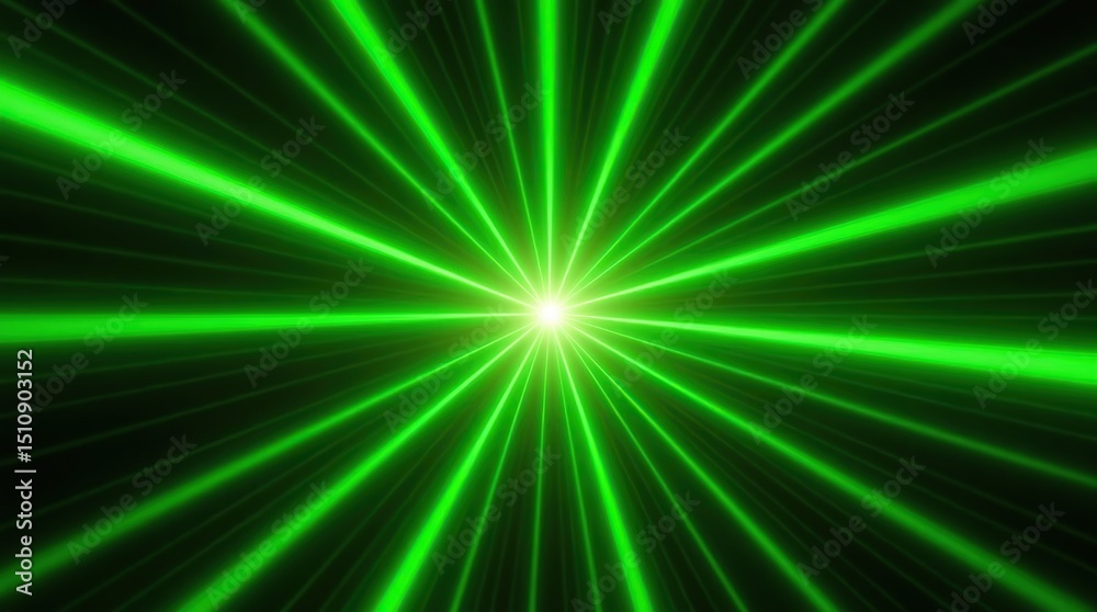 Obraz premium Digital Light Tunnel Featuring Vibrant Green and Yellow Radial Lines