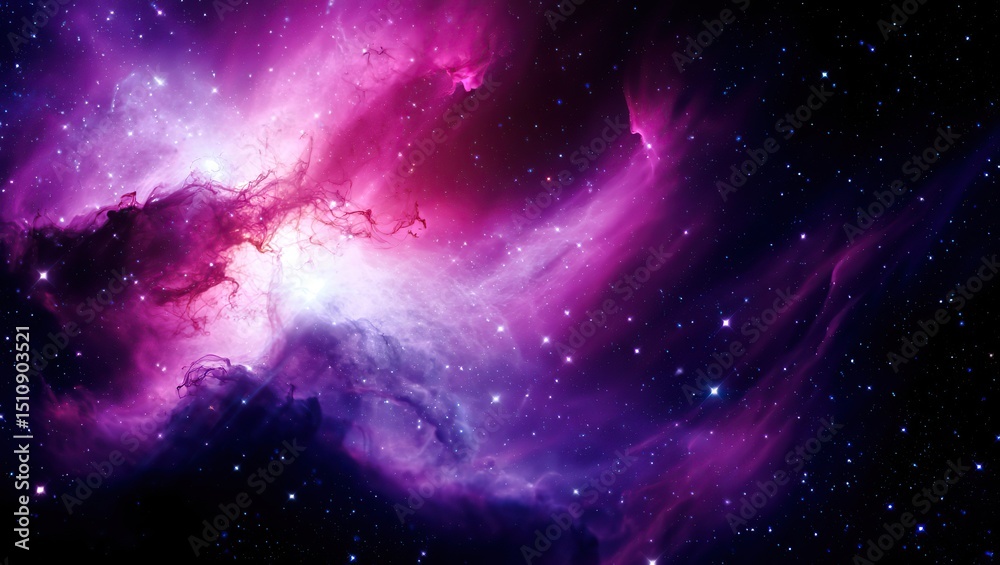Obraz premium Luminous Nebula Formed by Soft Glowing Particles in Pink, Purple, and White
