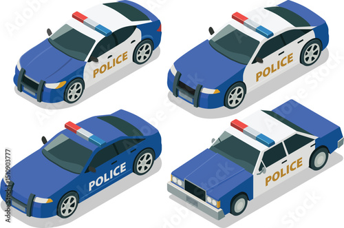 Isometric law enforcement vehicle blue colored