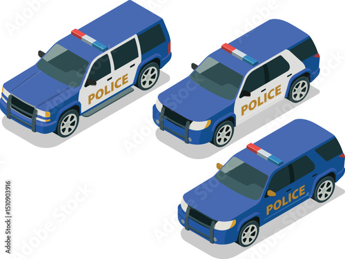 Isometric police car cruiser