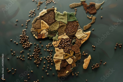 Coffee beans forming african continent promoting fair trade