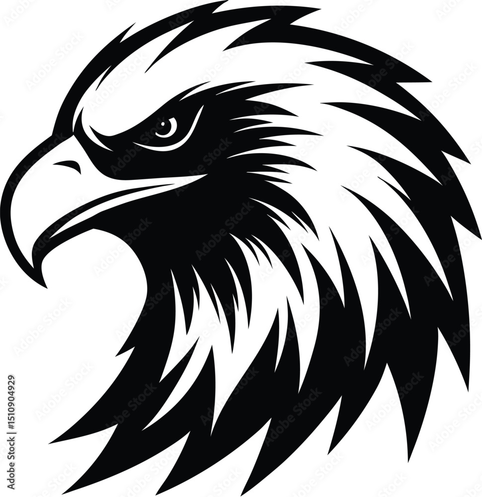 Obraz premium eagle head silhouette, sharp beak, profile view