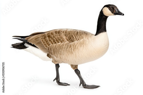 Canada Goose Walking on White Background