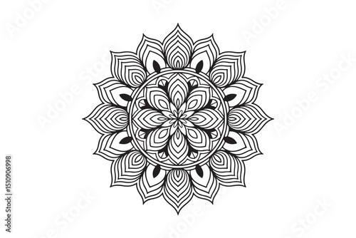 Mandala design silhouette art vector on white background