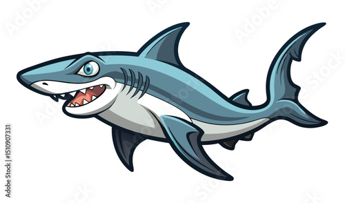 Cartoon great white shark character illustration