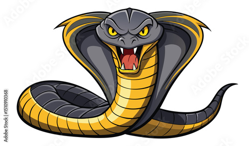 Aggressive cartoon cobra snake illustration