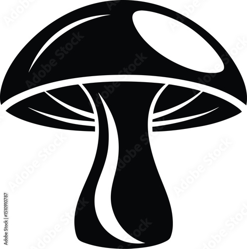 mushroom silhouette, round cap, forest fungi

