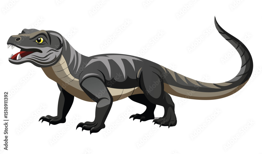 Obraz premium Powerful komodo dragon illustration white background