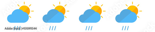 Flat sun and cloud weather web icon