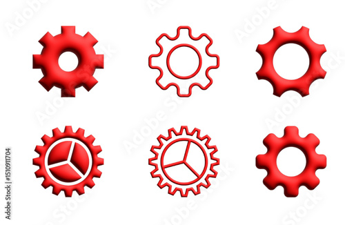 Gear set. Black gear set. Gear setting vector icon. Gear wheel isolated on white background 3d