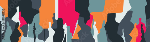   Group of people mental health psychology vector abstract illustration , multicolored horisontal background
