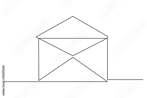 Envelope continuous one line drawing and minimalist style