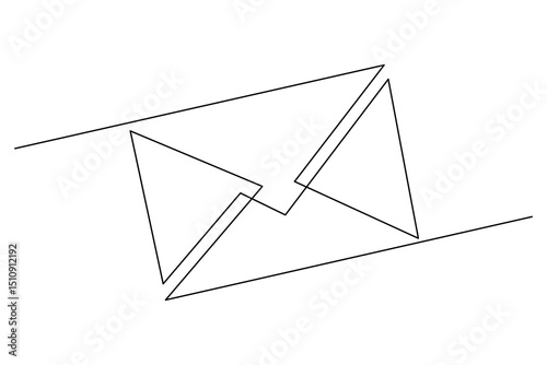 Envelope continuous one line drawing and minimalist style