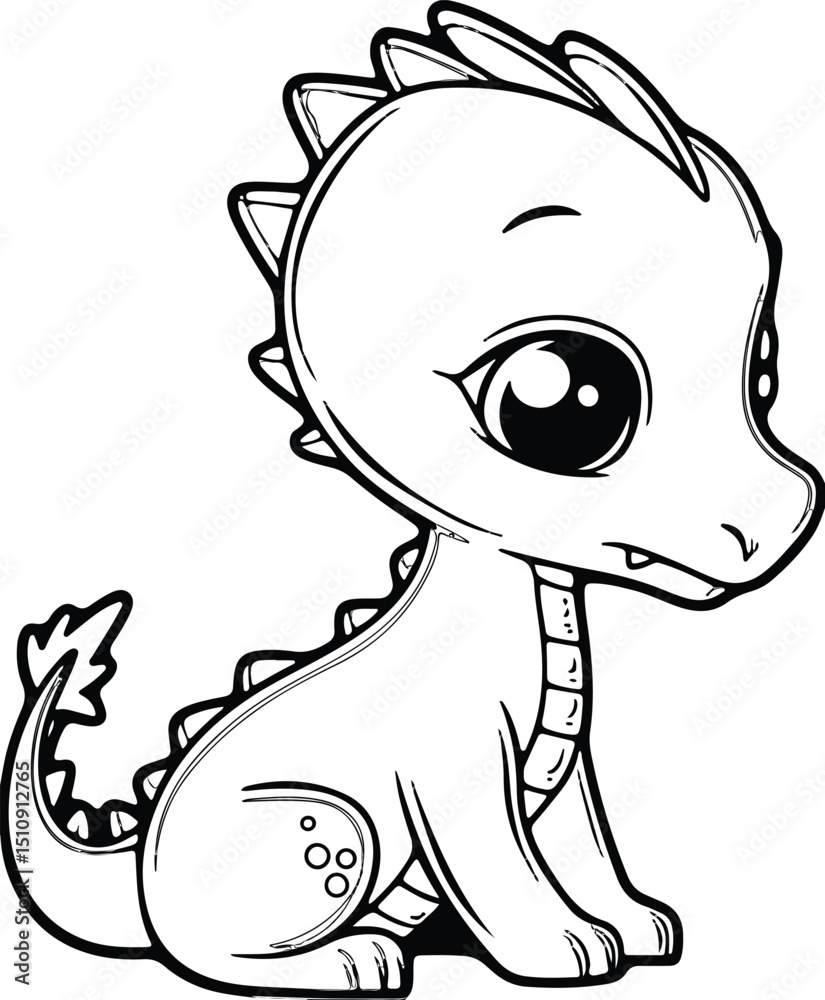 Obraz premium Adorable baby dragons for coloring, perfect for kids and adults. Enjoy these cute designs! Generative AI