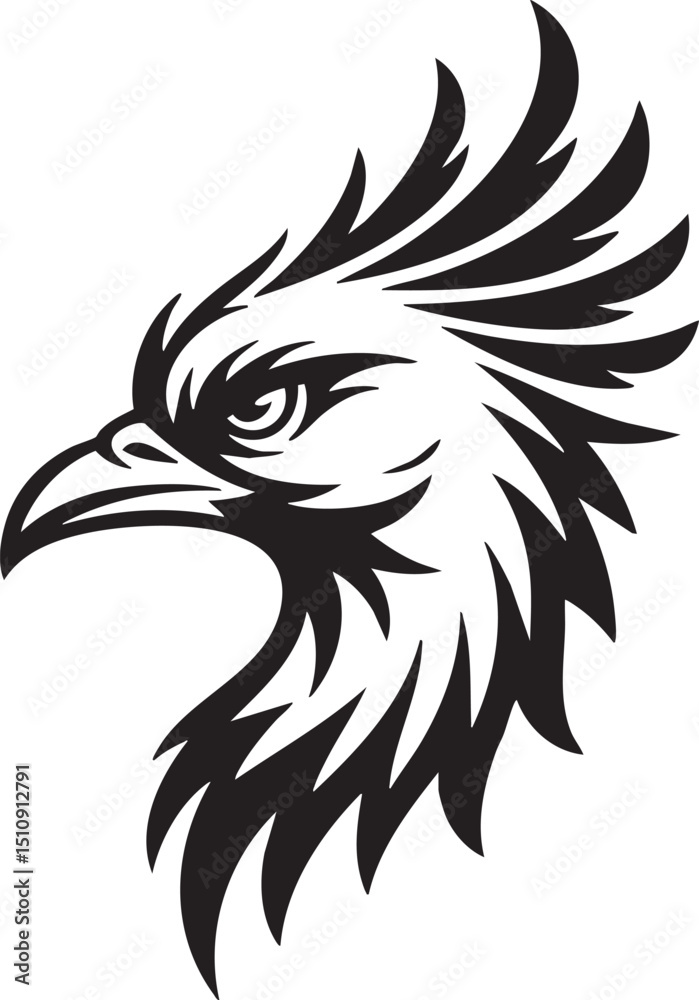 Obraz premium Tribal Eagle Head Black and White Design