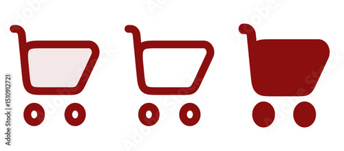 Shopping cart icon set. Flat style