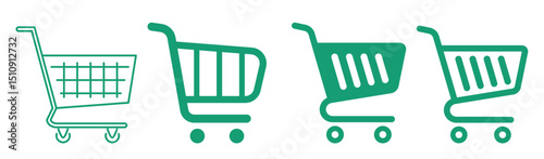 Shopping cart. Supermarket basket vector set