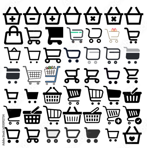 Shopping cart icon. Black shopping cart vector isolated on white background. Shopping cart trolley icon vector. Shopping cart icon in flat style. vector illustration.
