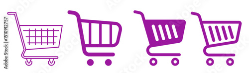 Shopping cart. Supermarket basket vector set