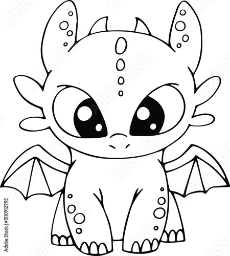 Adorable baby dragons for coloring, perfect for kids and adults. Enjoy these cute designs! Generative AI