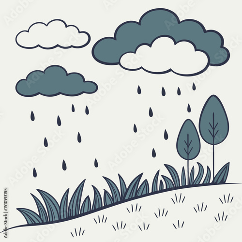 "Flat cartoon garden background — bushes, flowers, butterflies, sunny setting"

