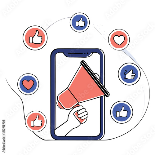 Phone Megaphone Social Media Vector for Marketing and Promotion